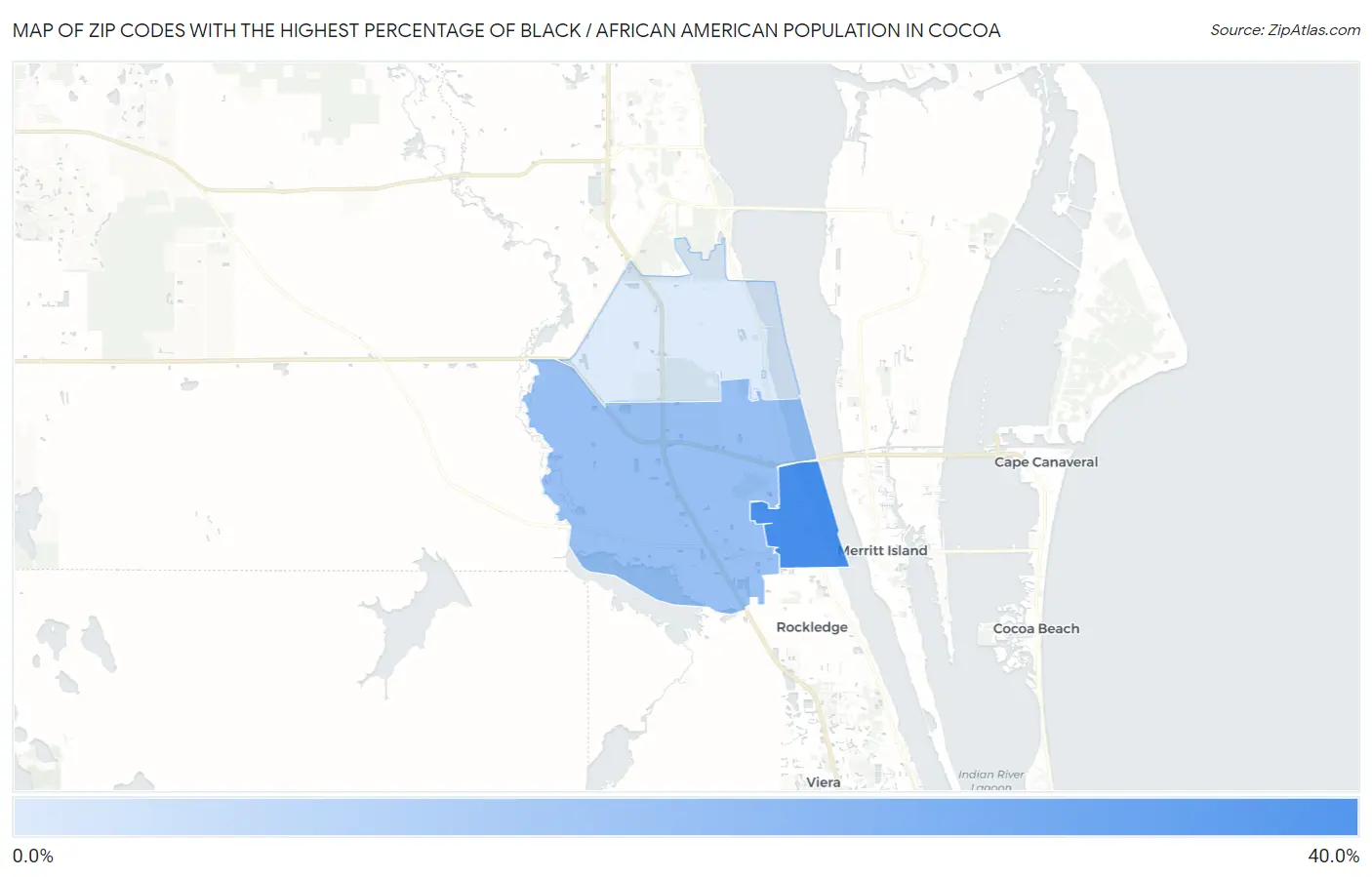 Zip Codes with the Highest Percentage of Black / African American Population in Cocoa Map