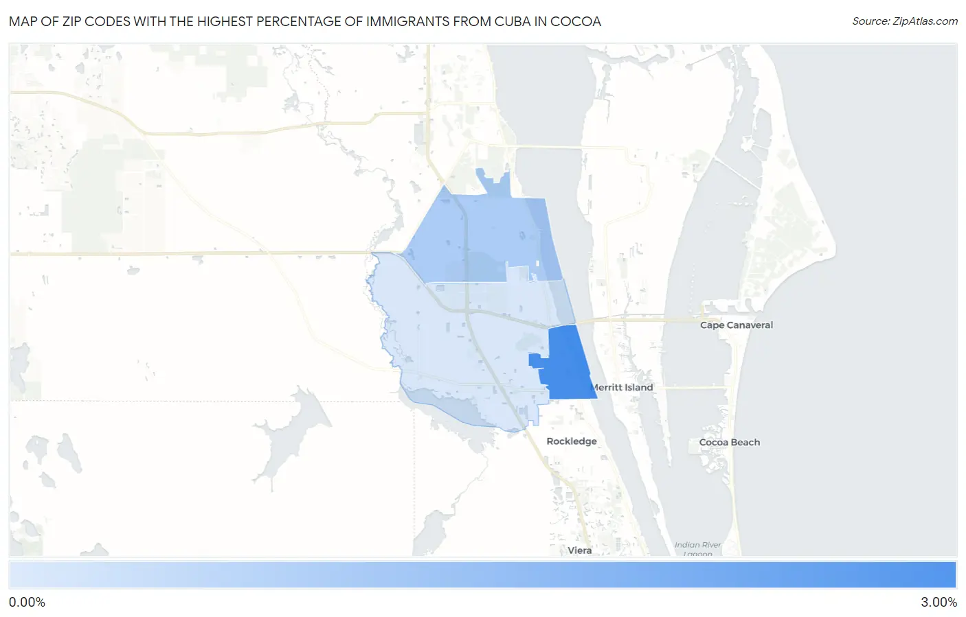 Zip Codes with the Highest Percentage of Immigrants from Cuba in Cocoa Map