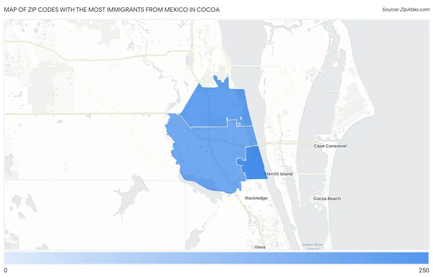 Zip Codes with the Most Immigrants from Mexico in Cocoa Map
