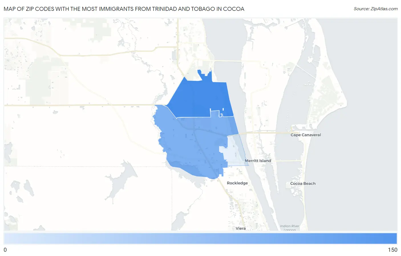Zip Codes with the Most Immigrants from Trinidad and Tobago in Cocoa Map