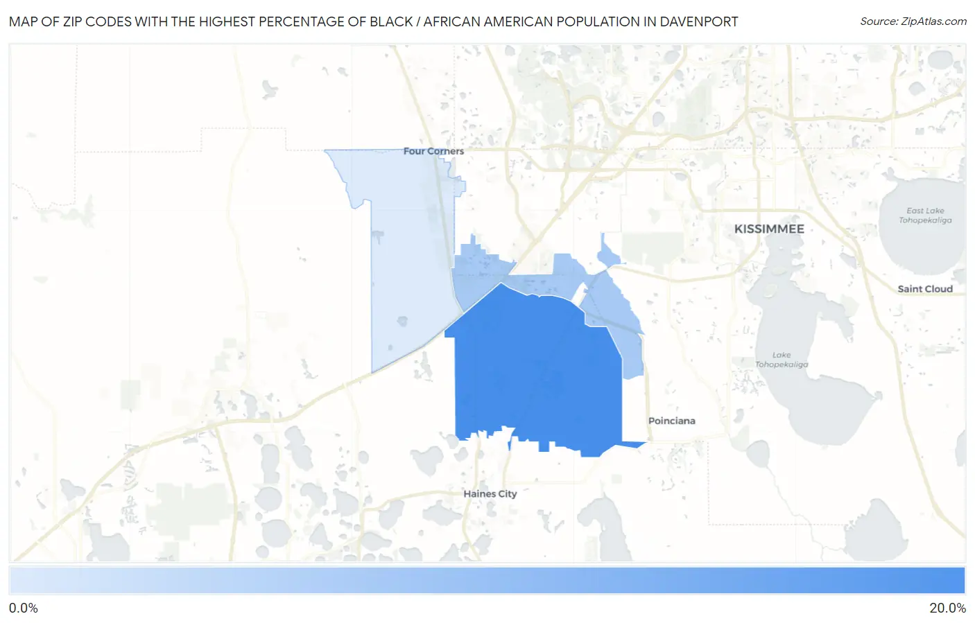 Zip Codes with the Highest Percentage of Black / African American Population in Davenport Map