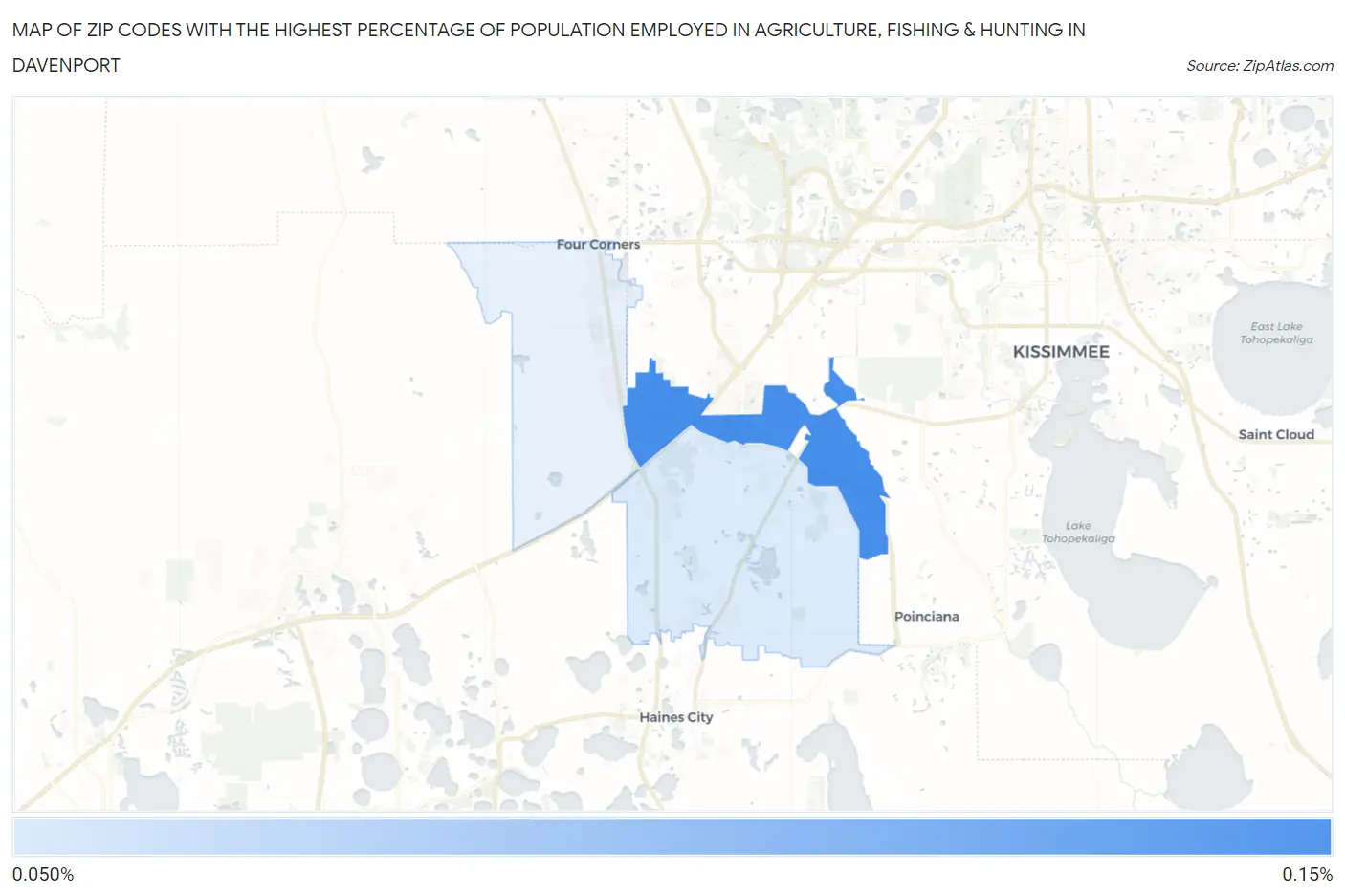 Zip Codes with the Highest Percentage of Population Employed in Agriculture, Fishing & Hunting in Davenport Map