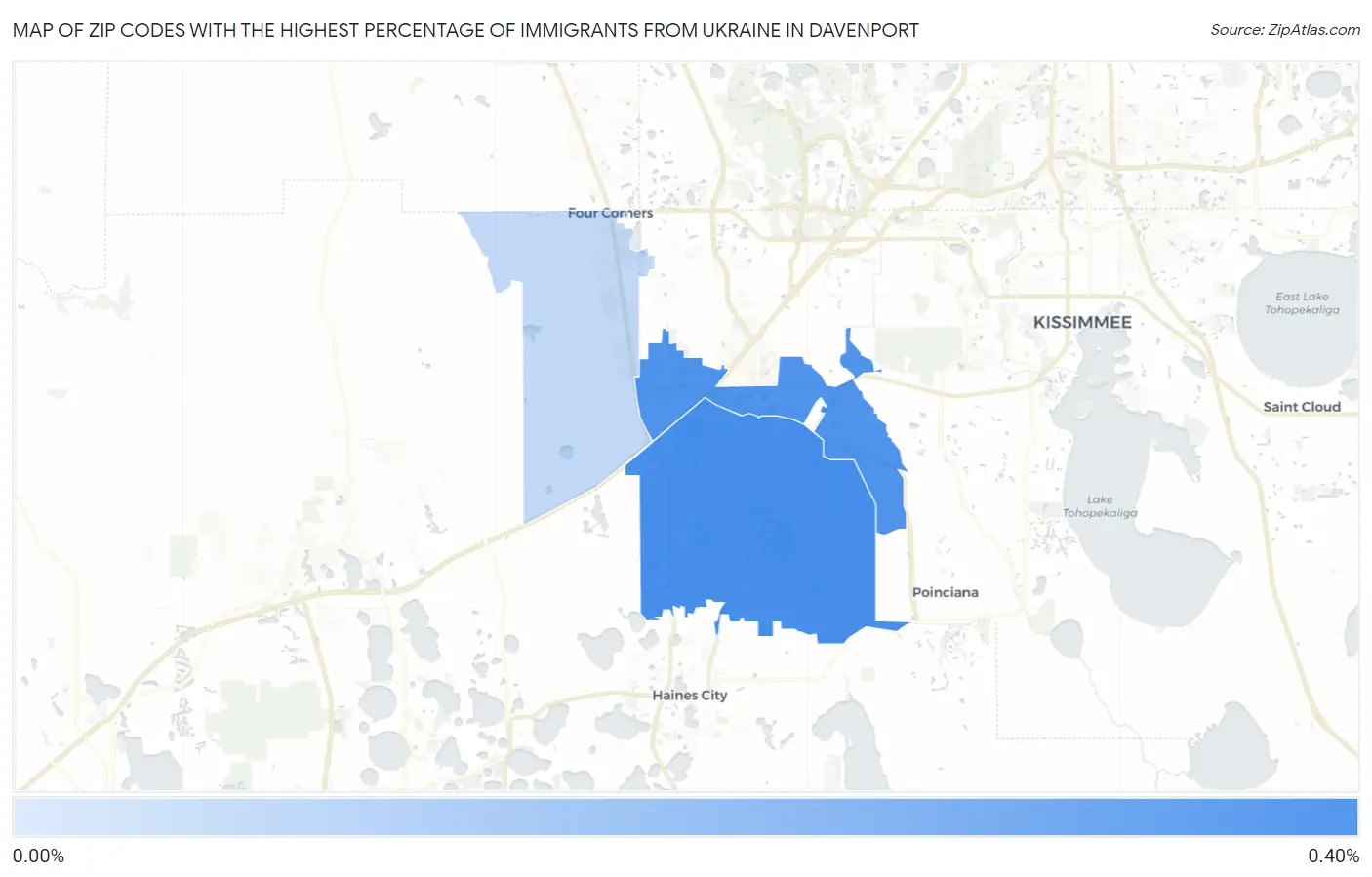 Zip Codes with the Highest Percentage of Immigrants from Ukraine in Davenport Map