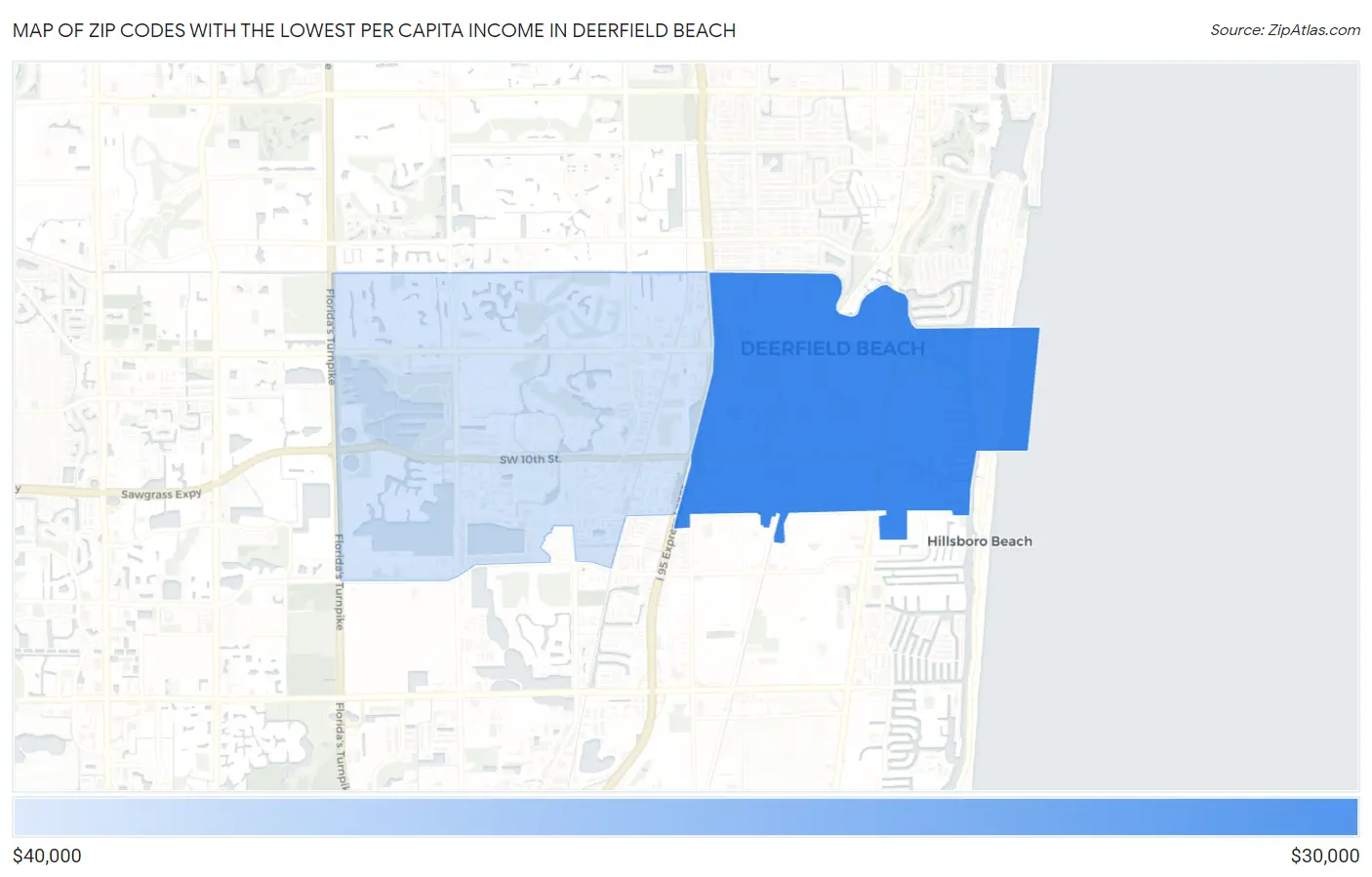 Zip Codes with the Lowest Per Capita Income in Deerfield Beach Map