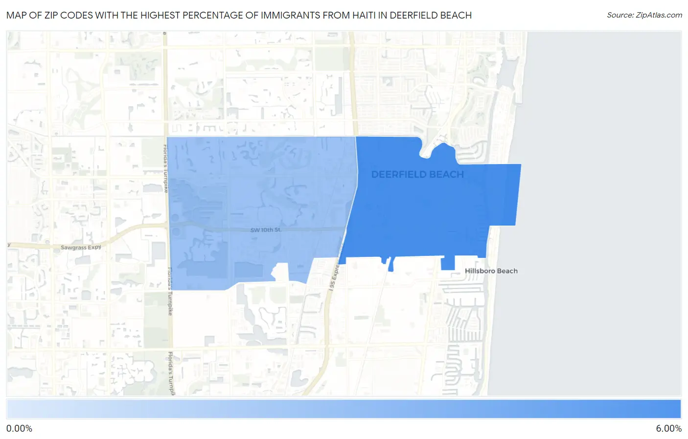 Zip Codes with the Highest Percentage of Immigrants from Haiti in Deerfield Beach Map