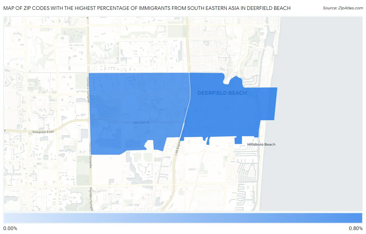 Zip Codes with the Highest Percentage of Immigrants from South Eastern Asia in Deerfield Beach Map