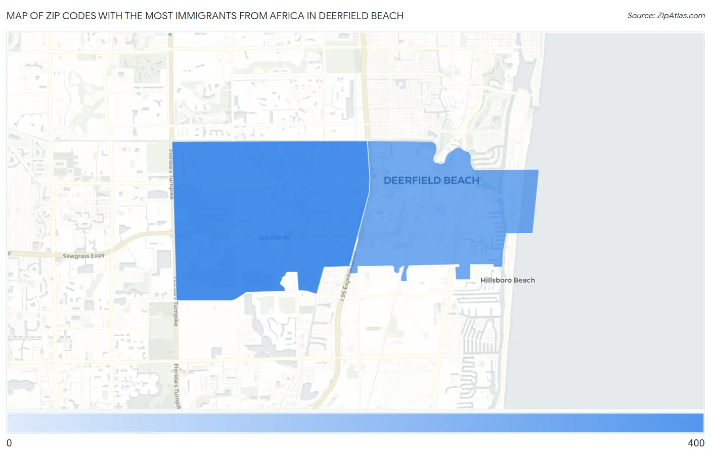 Zip Codes with the Most Immigrants from Africa in Deerfield Beach Map