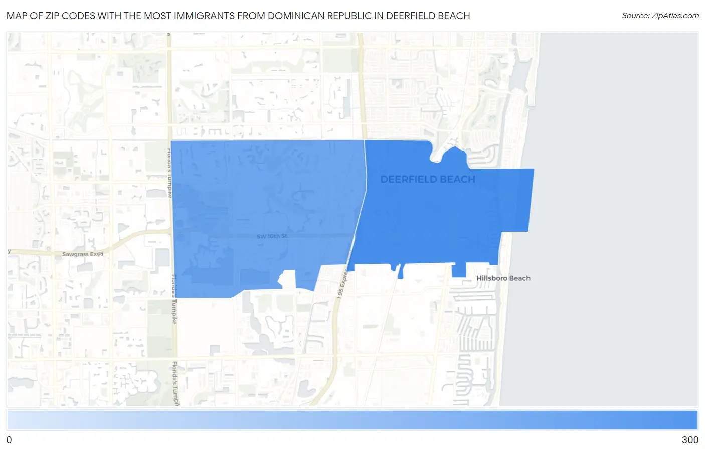 Zip Codes with the Most Immigrants from Dominican Republic in Deerfield Beach Map