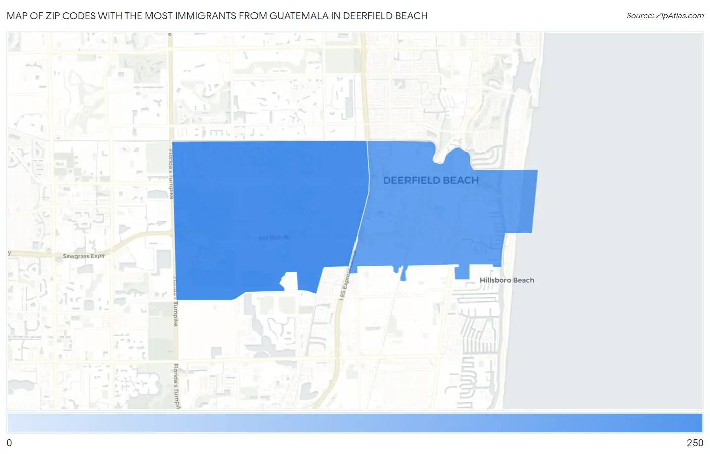 Zip Codes with the Most Immigrants from Guatemala in Deerfield Beach Map