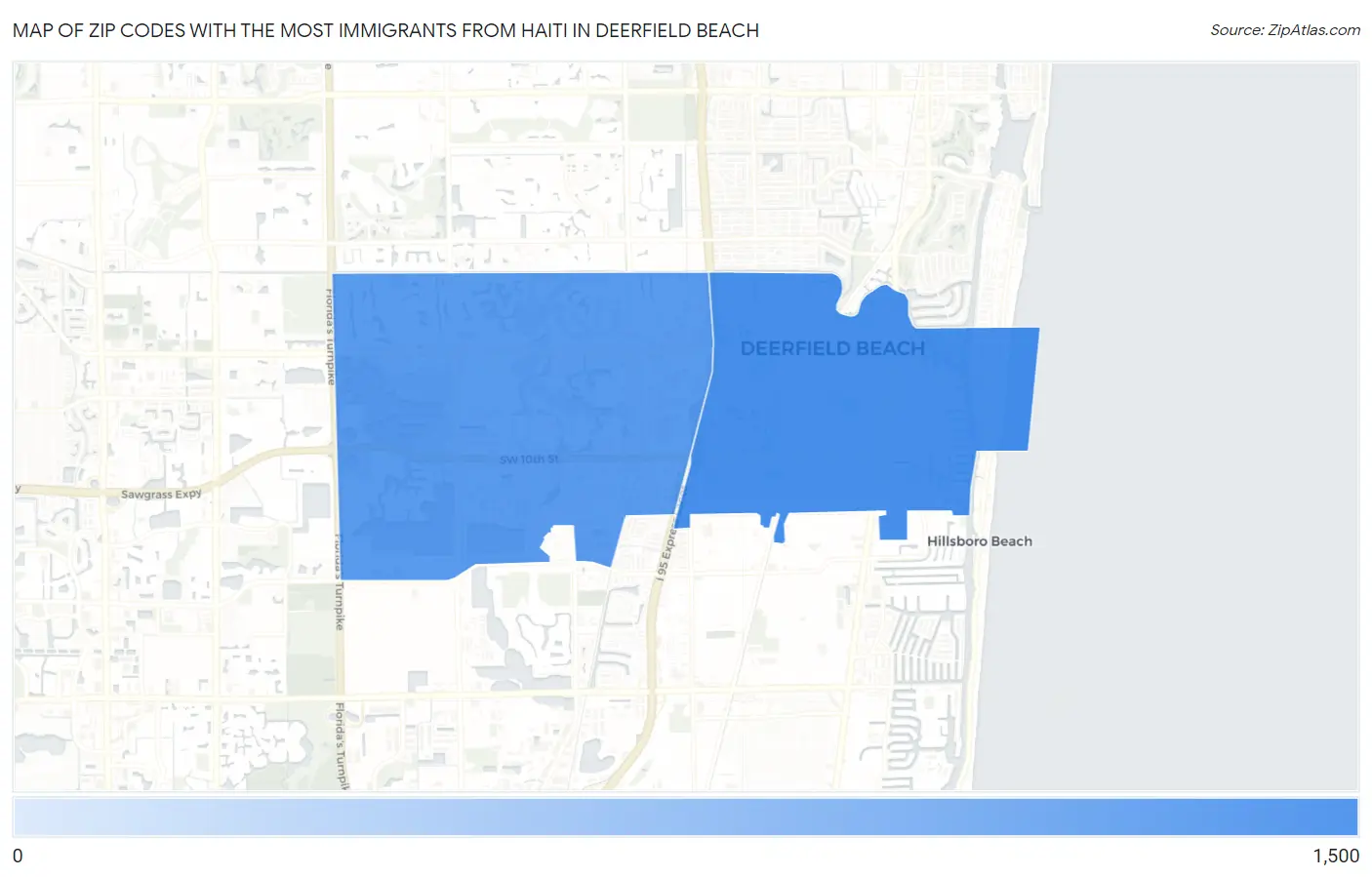 Zip Codes with the Most Immigrants from Haiti in Deerfield Beach Map