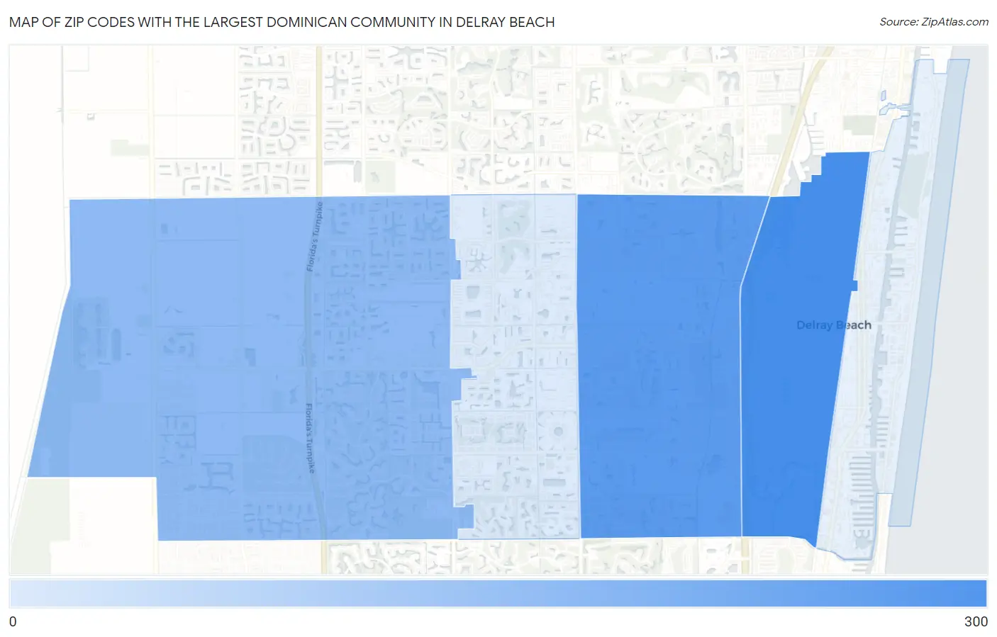 Zip Codes with the Largest Dominican Community in Delray Beach Map