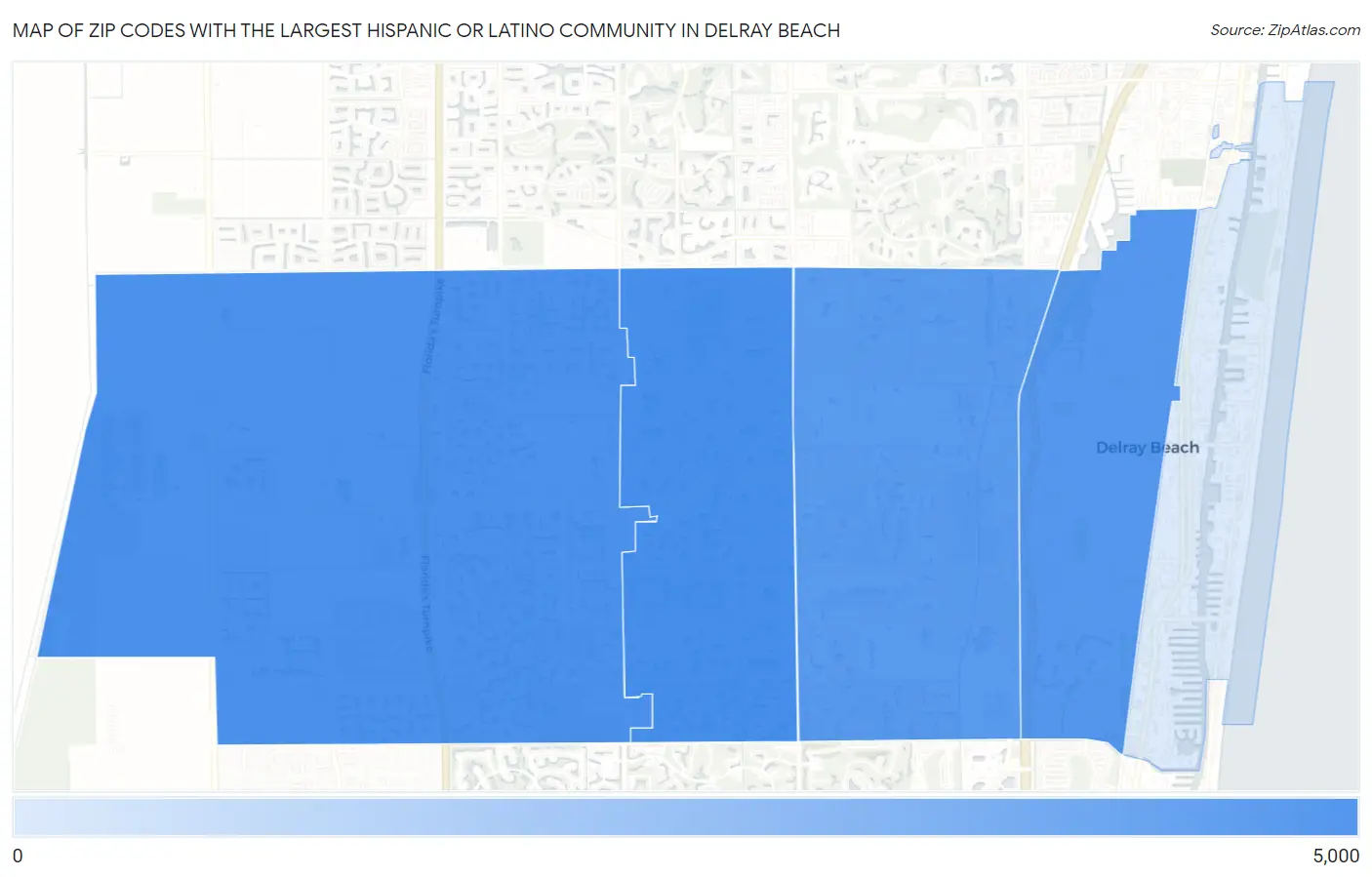 Zip Codes with the Largest Hispanic or Latino Community in Delray Beach Map