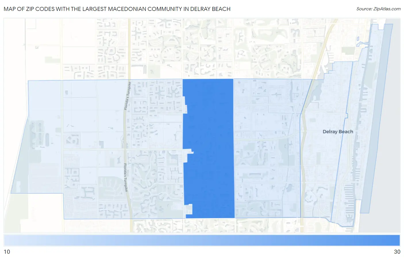 Zip Codes with the Largest Macedonian Community in Delray Beach Map