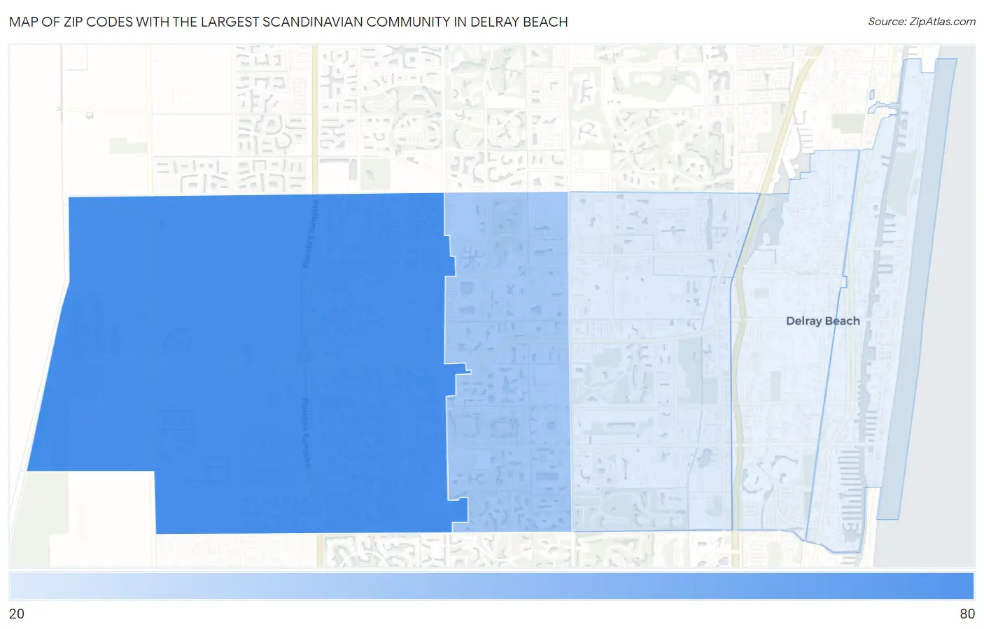 Zip Codes with the Largest Scandinavian Community in Delray Beach Map