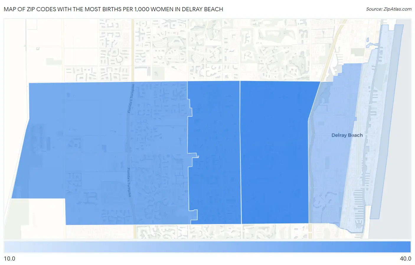 Zip Codes with the Most Births per 1,000 Women in Delray Beach Map