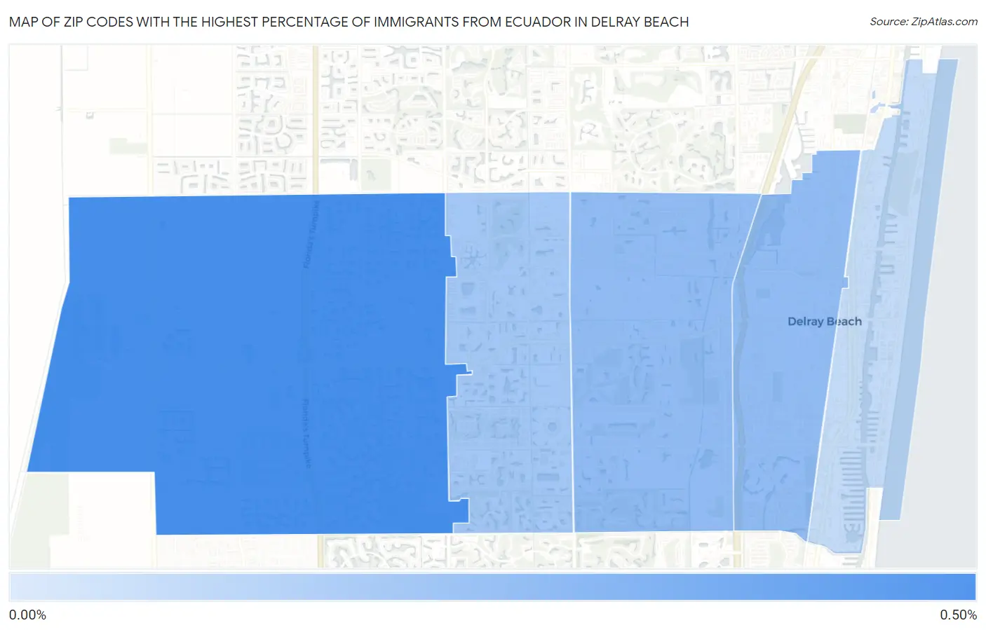Zip Codes with the Highest Percentage of Immigrants from Ecuador in Delray Beach Map