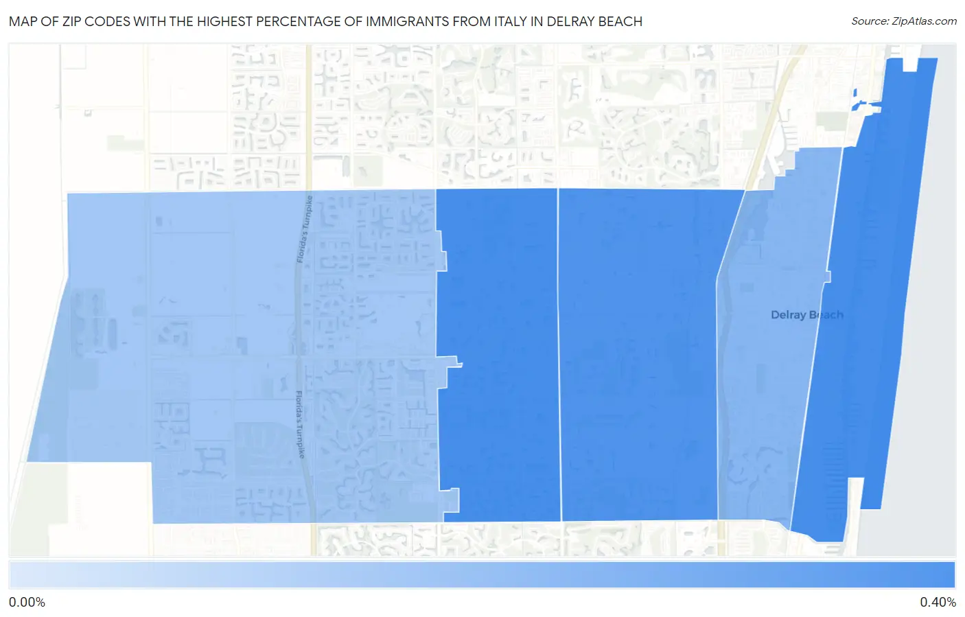 Zip Codes with the Highest Percentage of Immigrants from Italy in Delray Beach Map