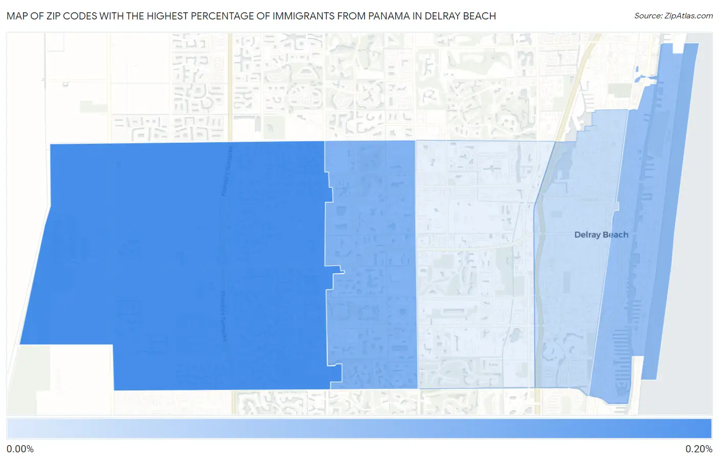 Zip Codes with the Highest Percentage of Immigrants from Panama in Delray Beach Map