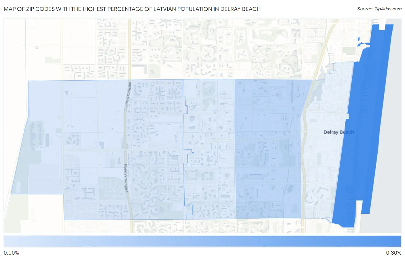 Zip Codes with the Highest Percentage of Latvian Population in Delray Beach Map