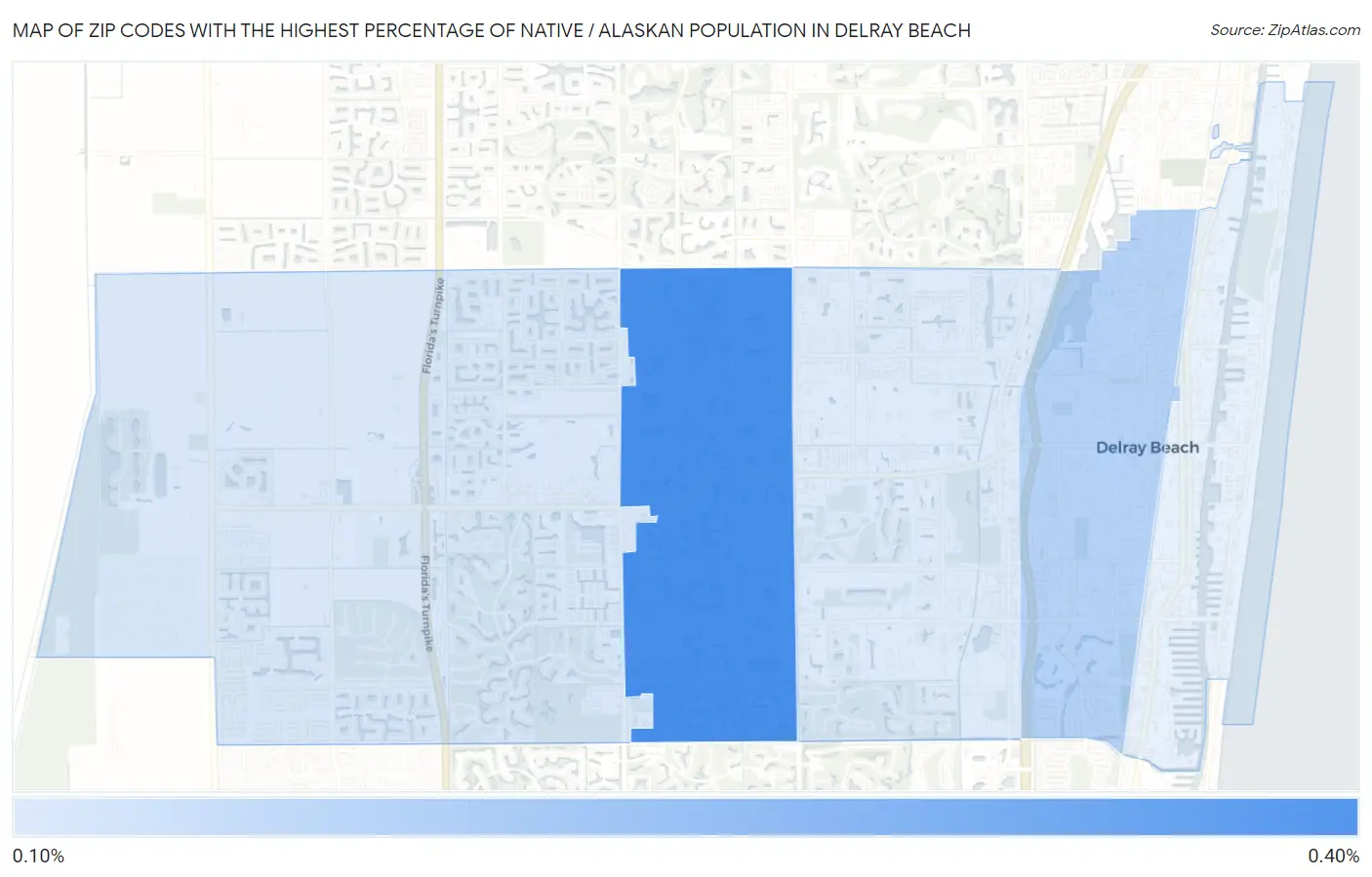 Zip Codes with the Highest Percentage of Native / Alaskan Population in Delray Beach Map