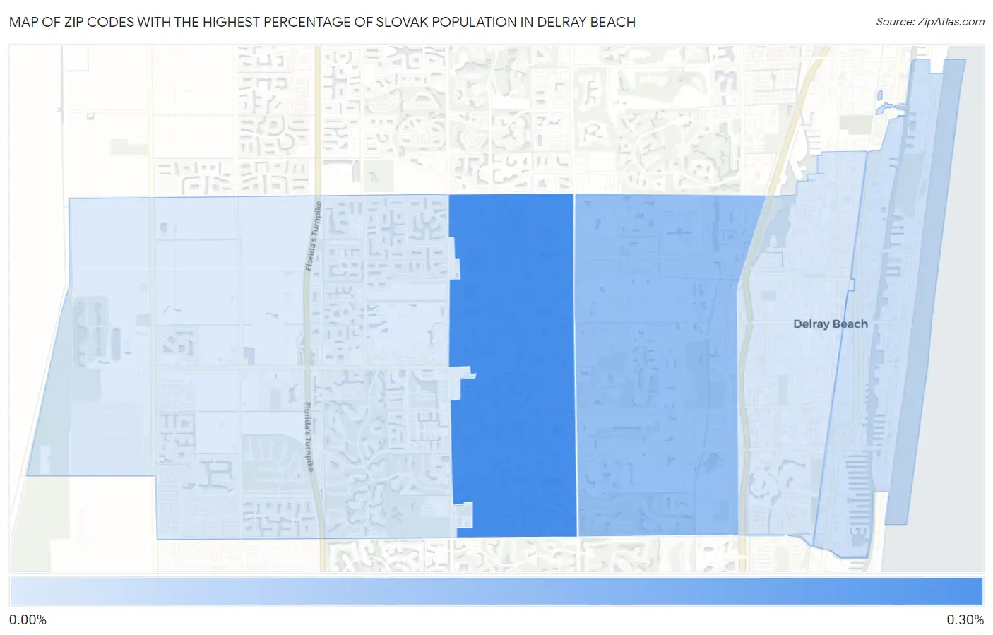 Zip Codes with the Highest Percentage of Slovak Population in Delray Beach Map