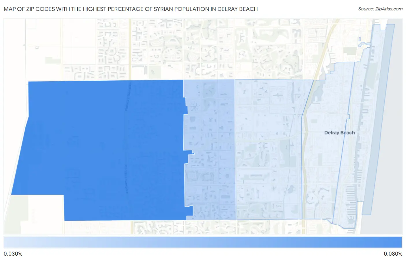 Zip Codes with the Highest Percentage of Syrian Population in Delray Beach Map