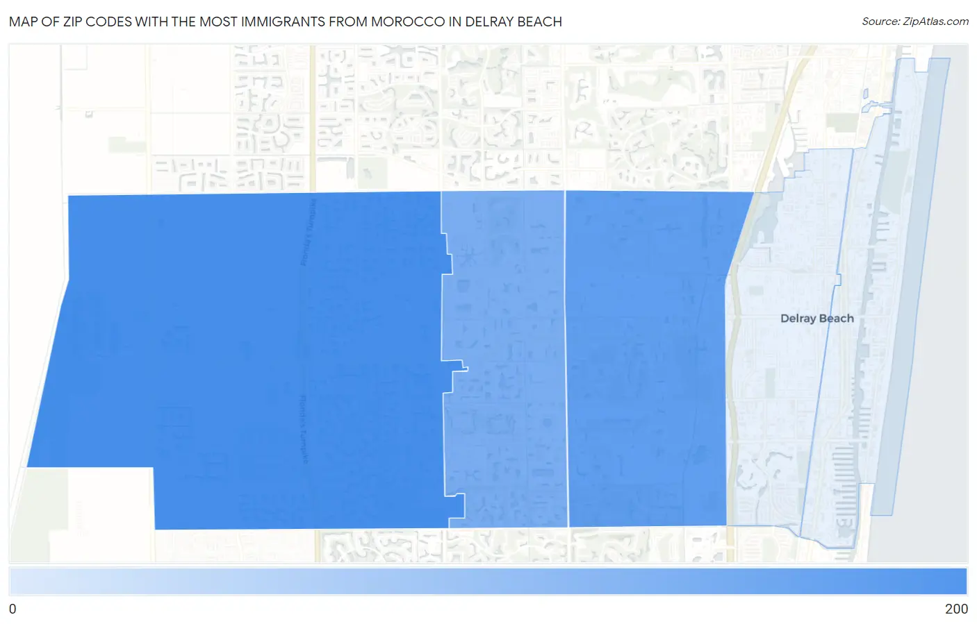 Zip Codes with the Most Immigrants from Morocco in Delray Beach Map