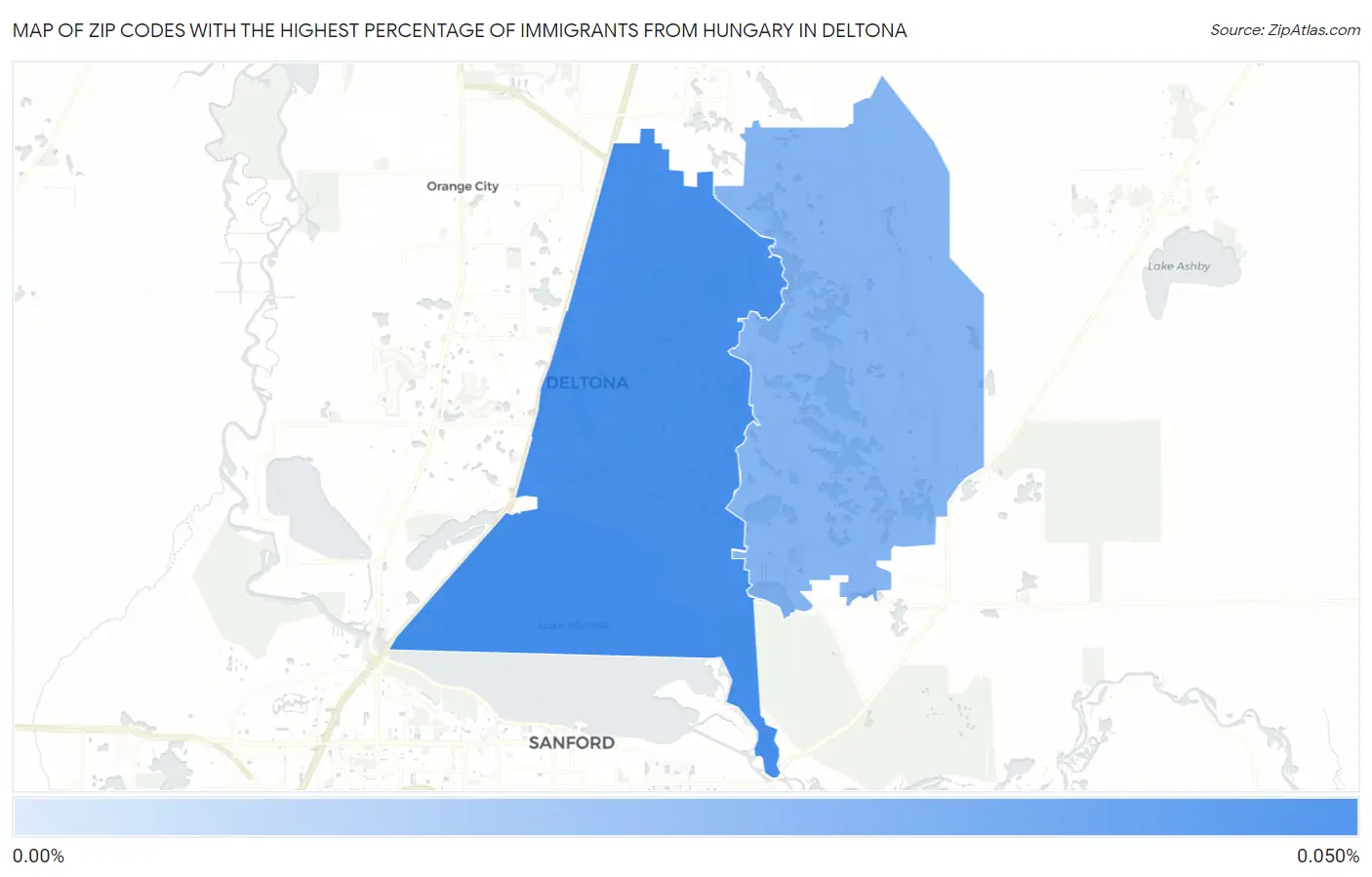 Zip Codes with the Highest Percentage of Immigrants from Hungary in Deltona Map