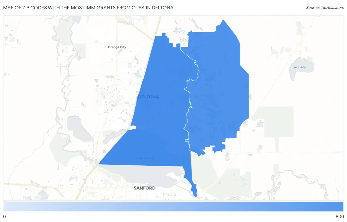 Zip Codes with the Most Immigrants from Cuba in Deltona Map