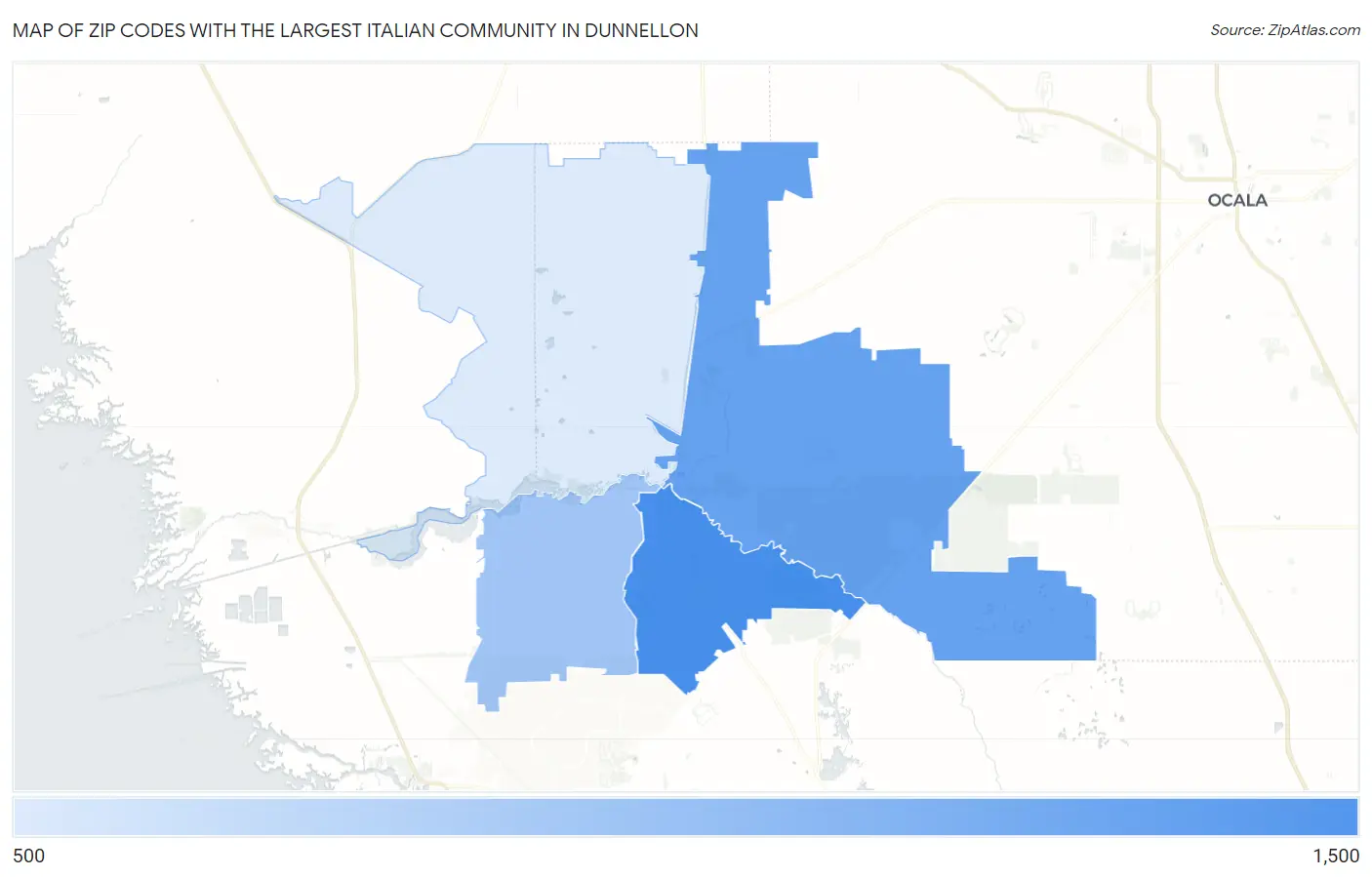 Zip Codes with the Largest Italian Community in Dunnellon Map