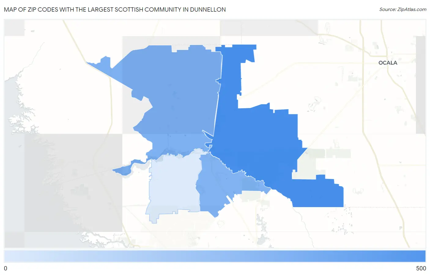 Zip Codes with the Largest Scottish Community in Dunnellon Map