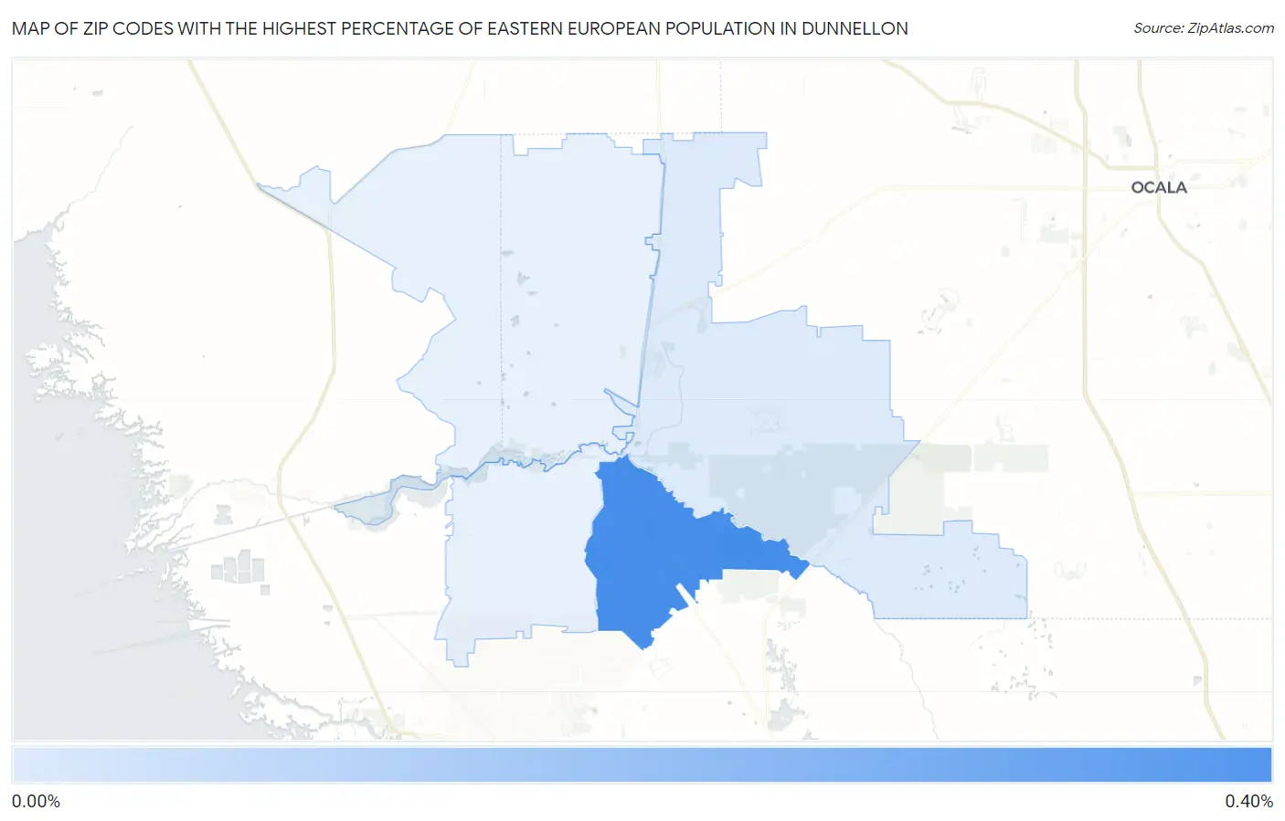 Zip Codes with the Highest Percentage of Eastern European Population in Dunnellon Map