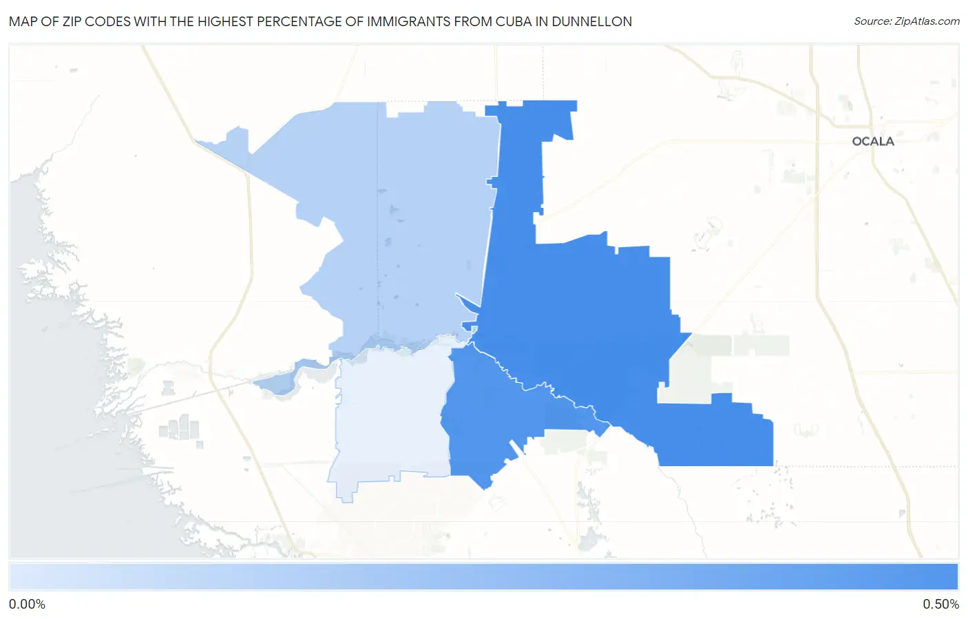 Zip Codes with the Highest Percentage of Immigrants from Cuba in Dunnellon Map