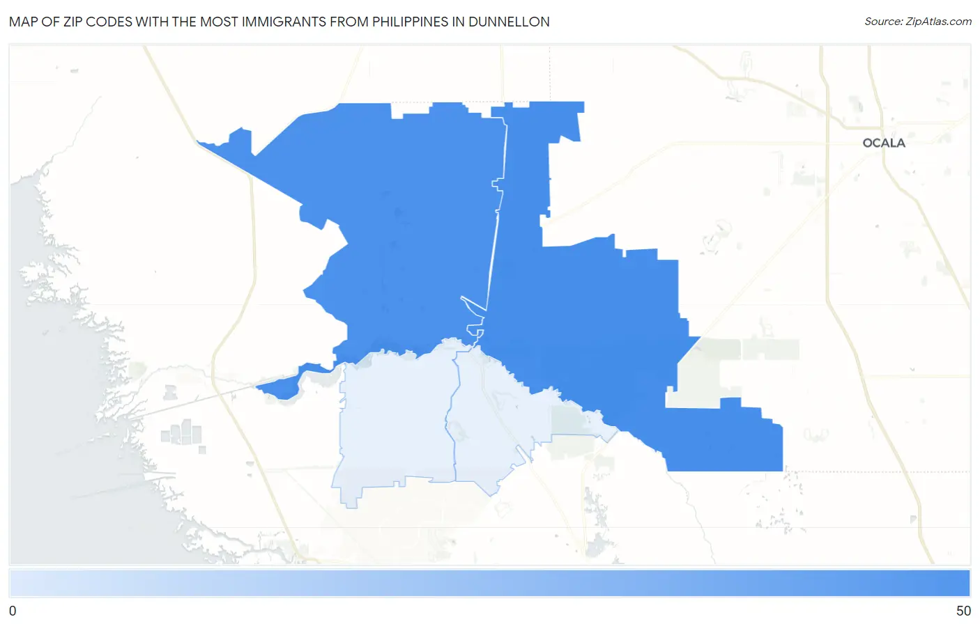 Zip Codes with the Most Immigrants from Philippines in Dunnellon Map