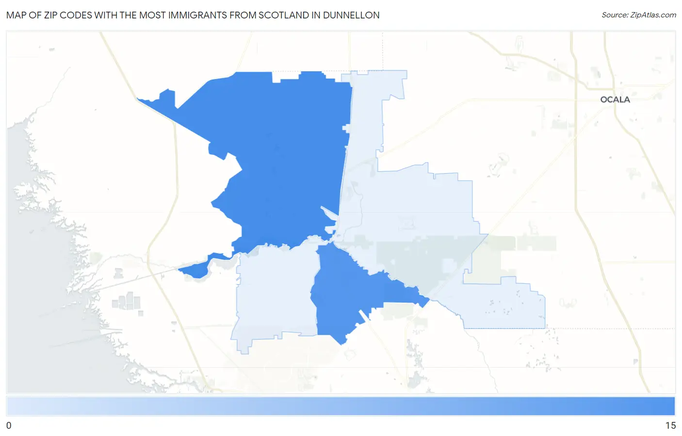 Zip Codes with the Most Immigrants from Scotland in Dunnellon Map