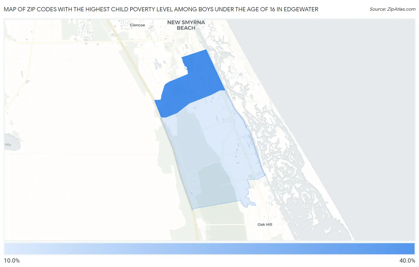 Zip Codes with the Highest Child Poverty Level Among Boys Under the Age of 16 in Edgewater Map