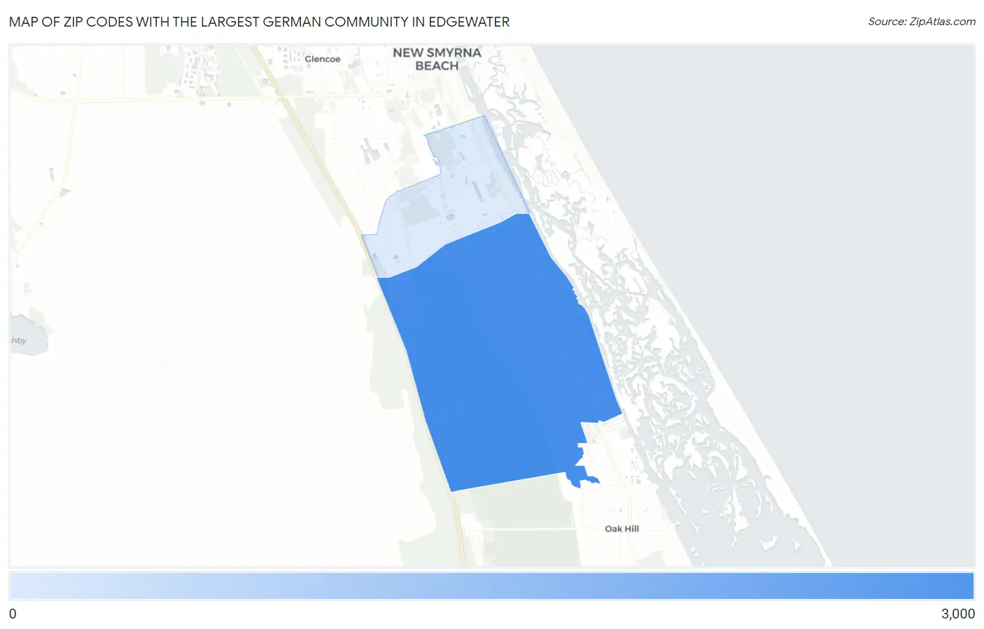 Zip Codes with the Largest German Community in Edgewater Map