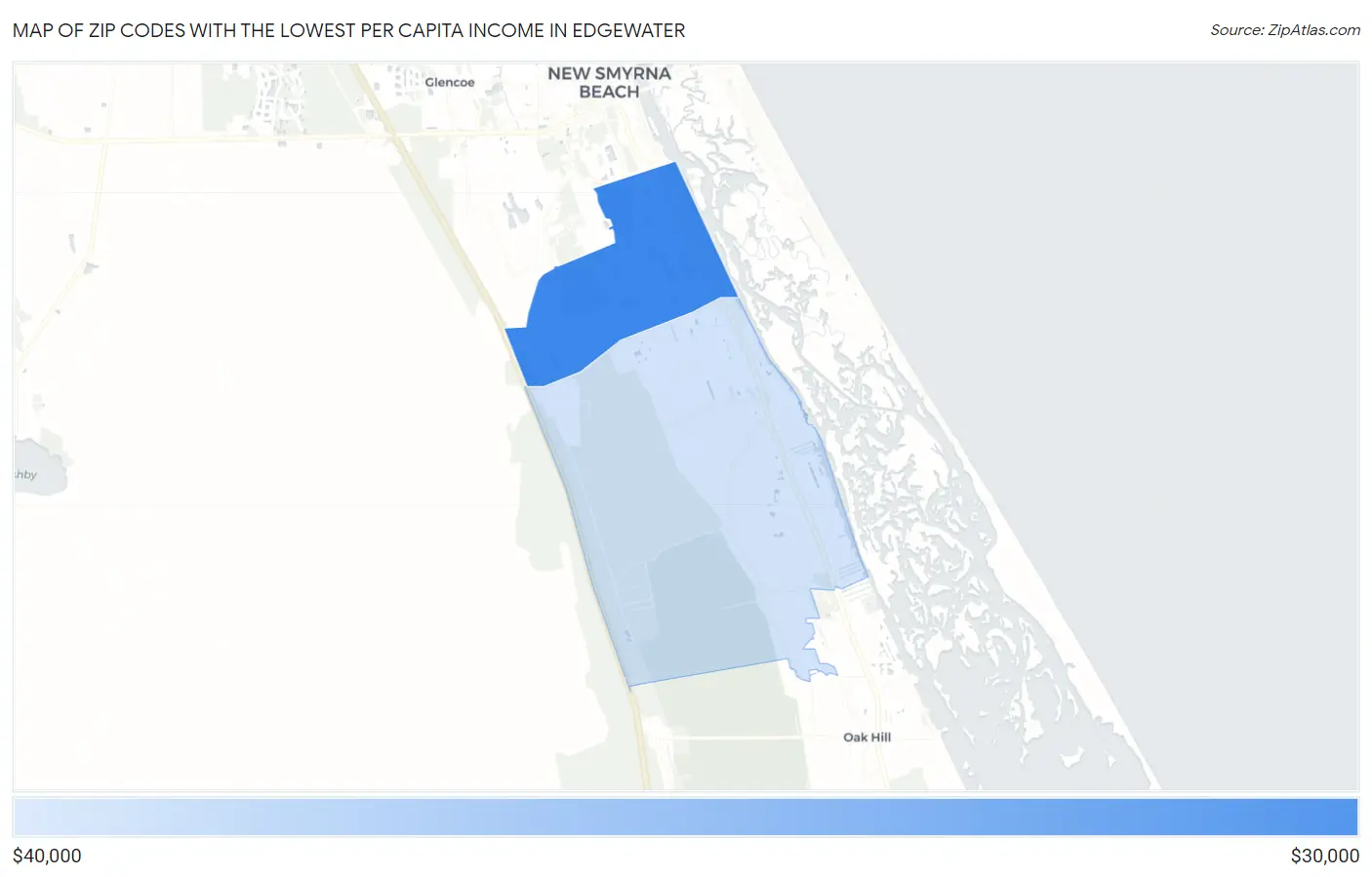 Zip Codes with the Lowest Per Capita Income in Edgewater Map