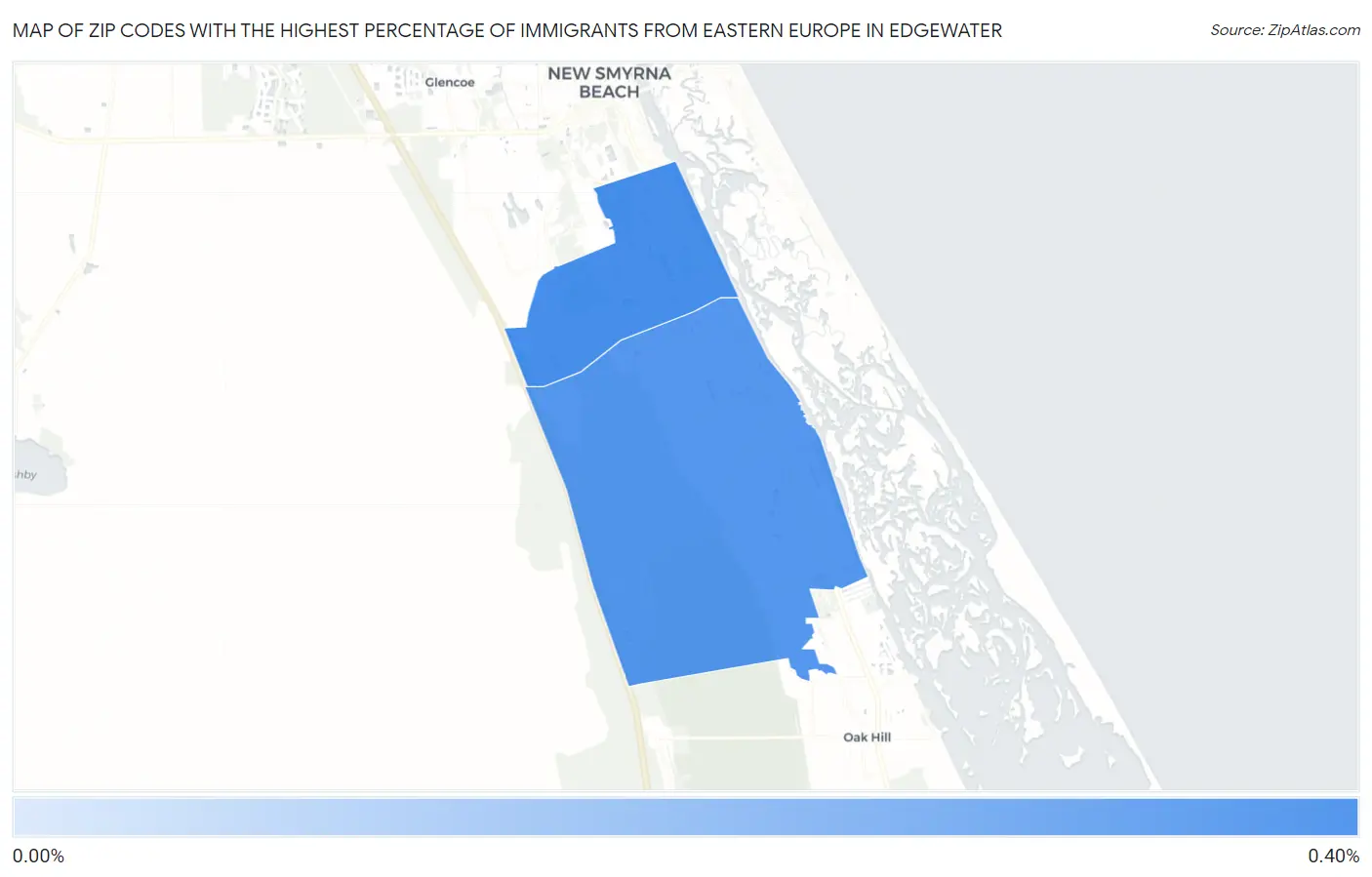 Zip Codes with the Highest Percentage of Immigrants from Eastern Europe in Edgewater Map