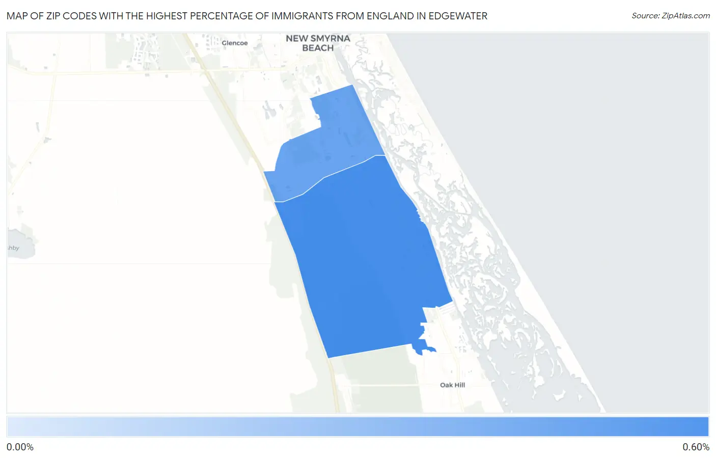 Zip Codes with the Highest Percentage of Immigrants from England in Edgewater Map