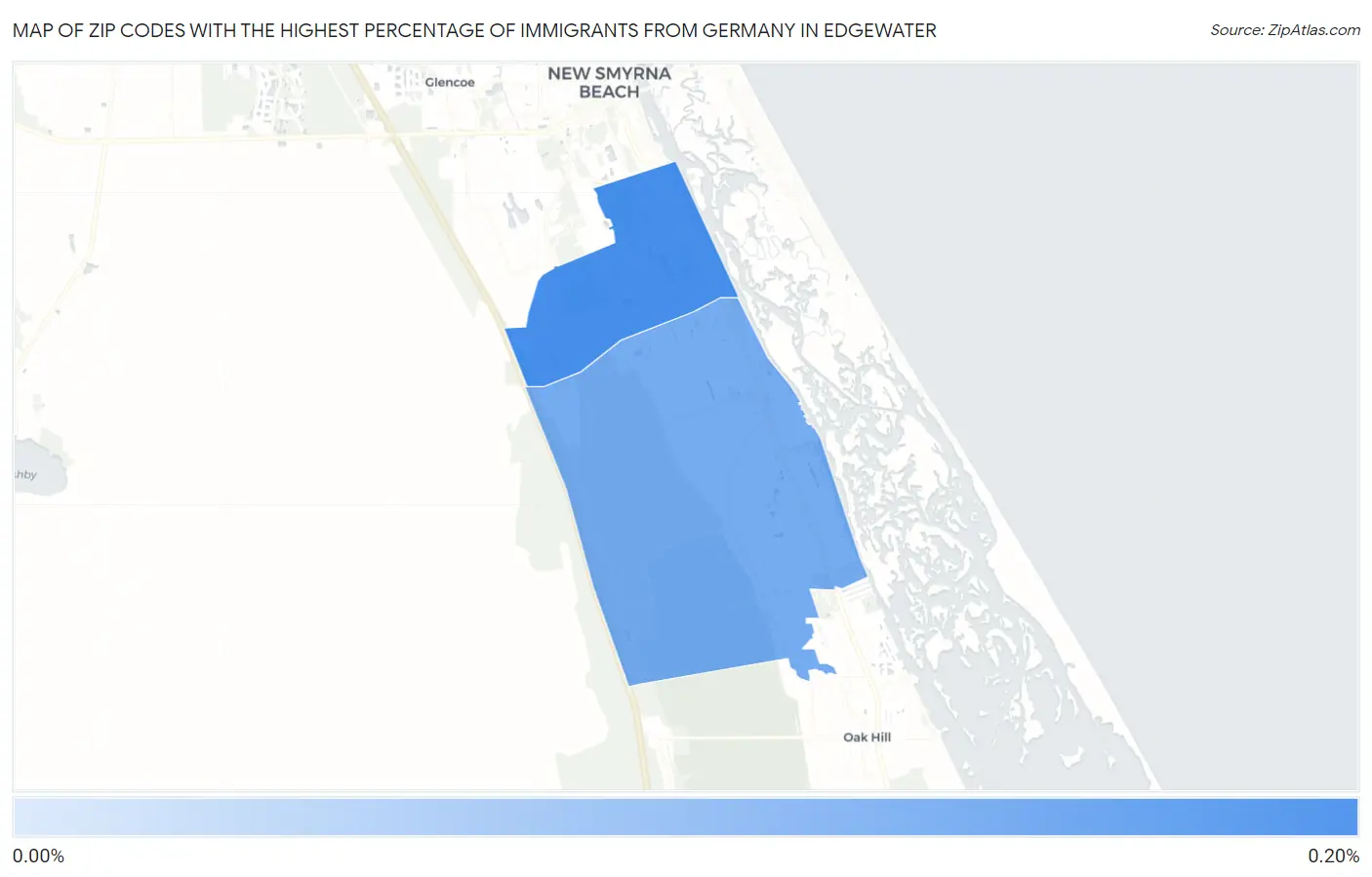 Zip Codes with the Highest Percentage of Immigrants from Germany in Edgewater Map