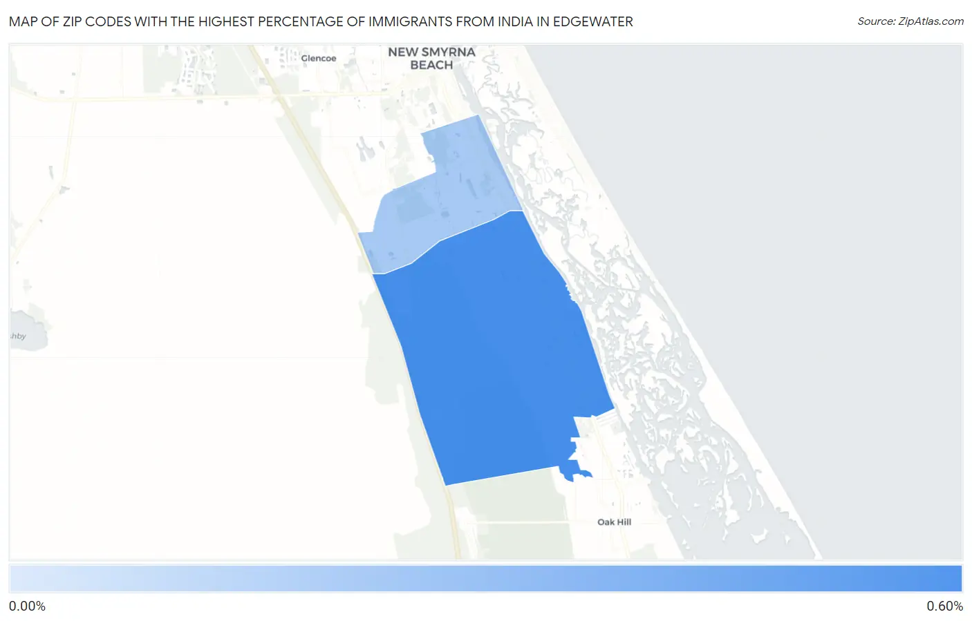 Zip Codes with the Highest Percentage of Immigrants from India in Edgewater Map