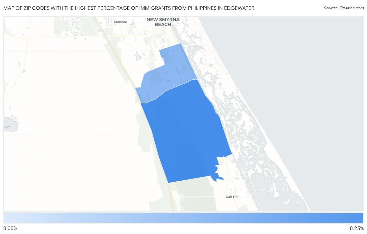 Zip Codes with the Highest Percentage of Immigrants from Philippines in Edgewater Map