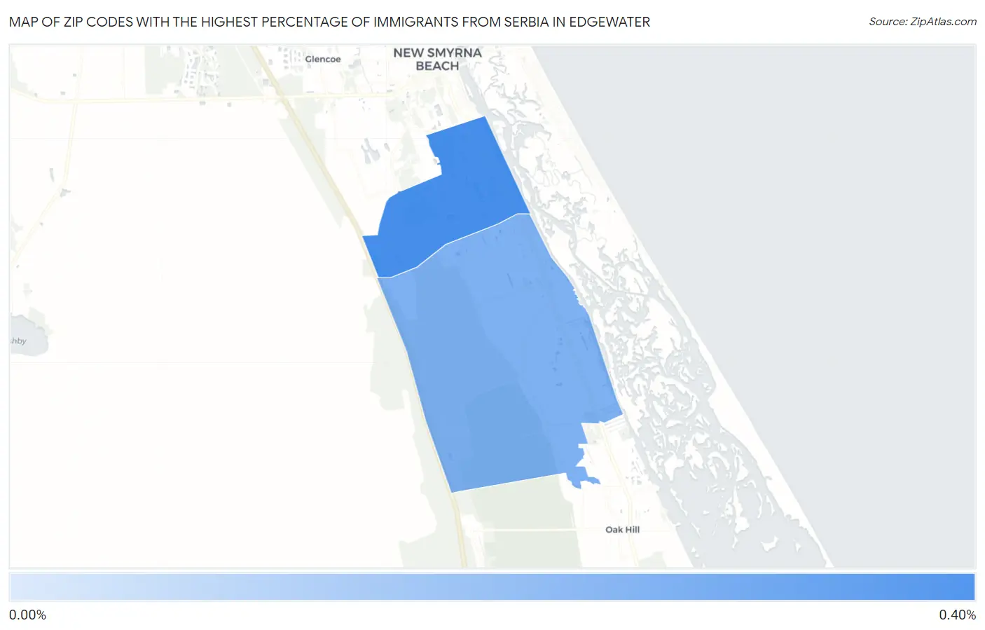 Zip Codes with the Highest Percentage of Immigrants from Serbia in Edgewater Map