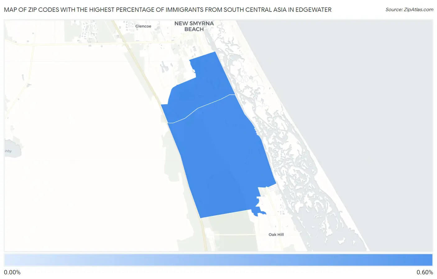 Zip Codes with the Highest Percentage of Immigrants from South Central Asia in Edgewater Map