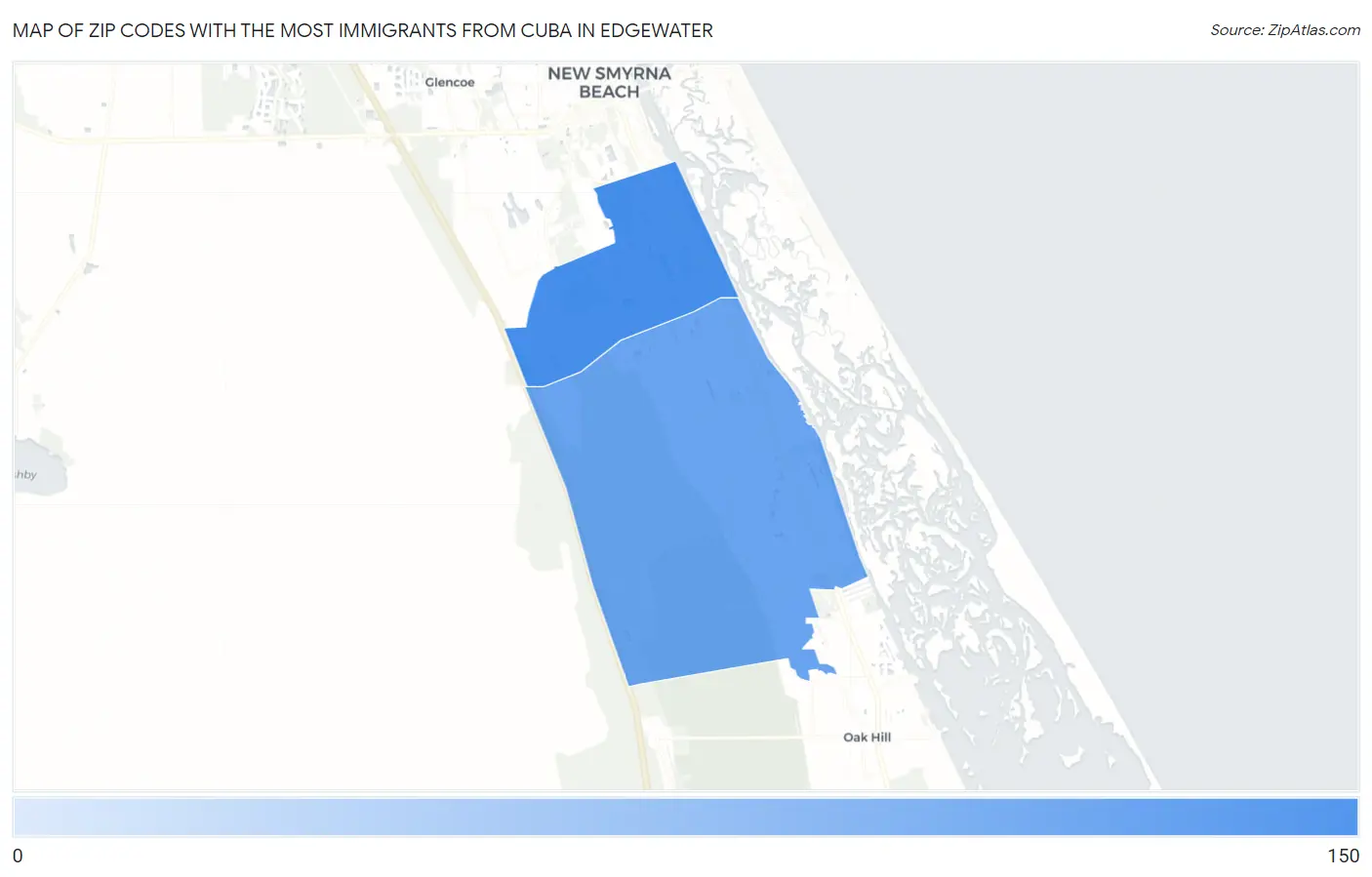 Zip Codes with the Most Immigrants from Cuba in Edgewater Map