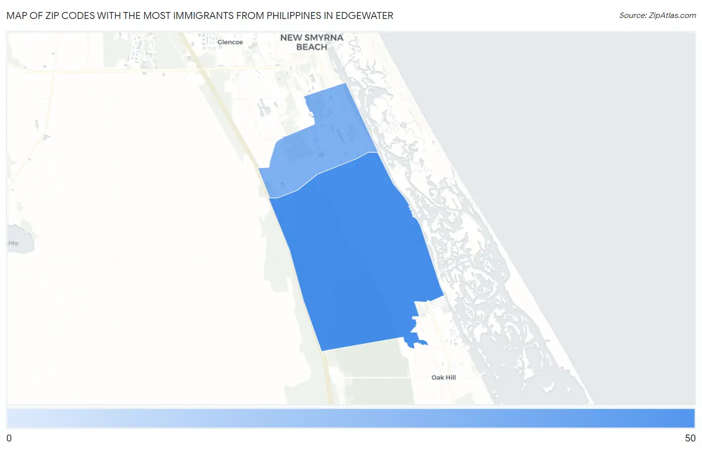 Zip Codes with the Most Immigrants from Philippines in Edgewater Map