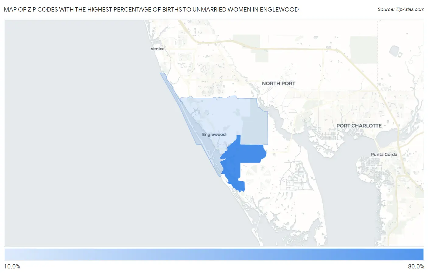 Zip Codes with the Highest Percentage of Births to Unmarried Women in Englewood Map