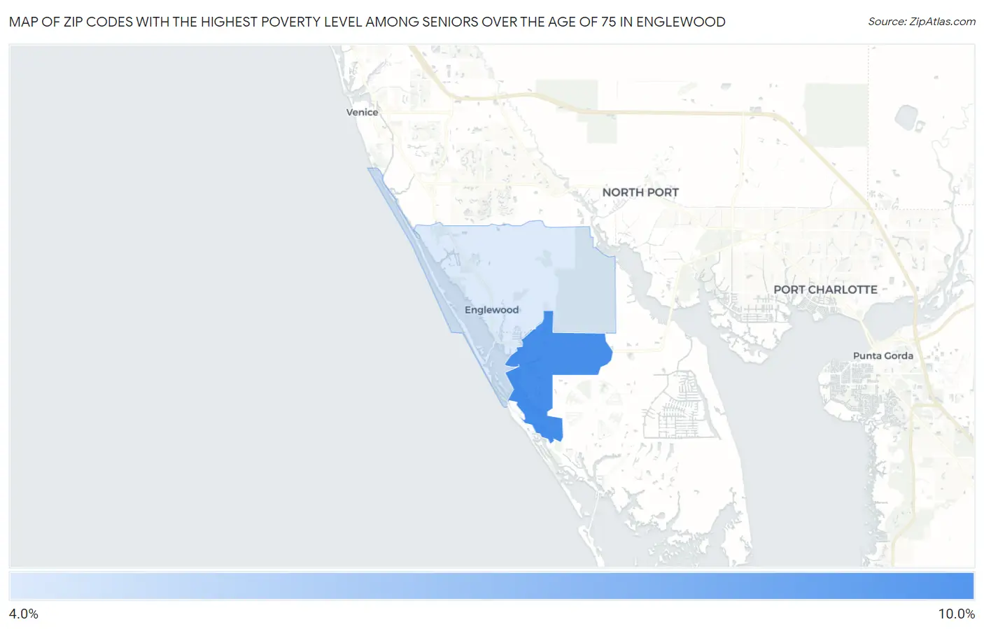 Zip Codes with the Highest Poverty Level Among Seniors Over the Age of 75 in Englewood Map