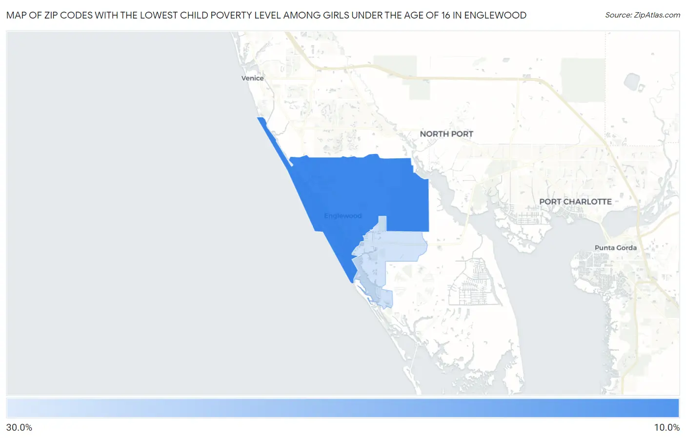 Zip Codes with the Lowest Child Poverty Level Among Girls Under the Age of 16 in Englewood Map